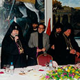 HH Catholicos Karekin II, with TB Patriarchs Mesrob II & Torkom II, in Bethlehem