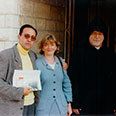 Alison Hilliard, BBC Religion, with HG Bishop Aris Shirvanian, in Jerusalem